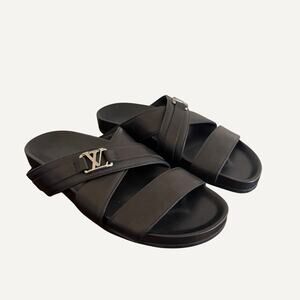 Size 9US - Louis Vuitton Leather Sandals Men's FD0290 Damier